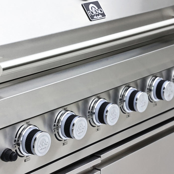 FORNO Bulnes Outdoor Kitchen 84,000 BTU Stainless Steel BBQ & White Sintered Stone Countertops - FODKT2520WHT