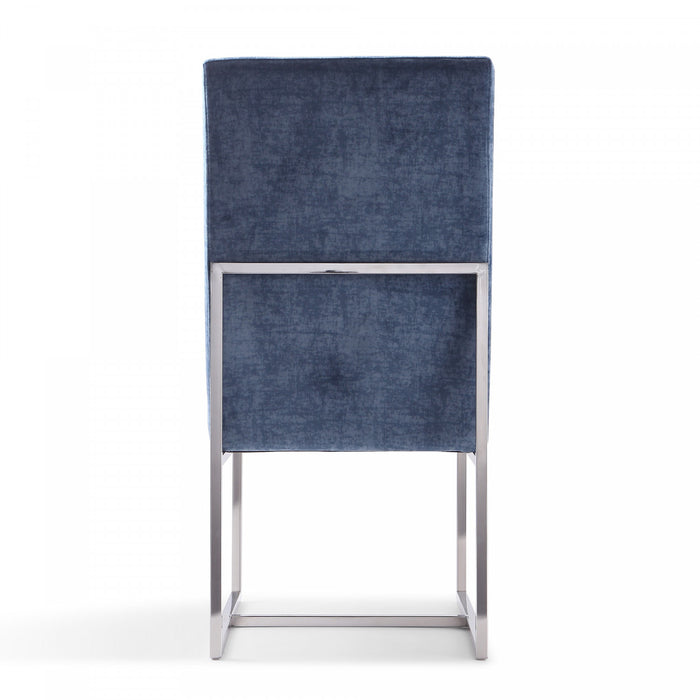 Element Modern Velvet Metal Dining Chair in Blue - Set of 2