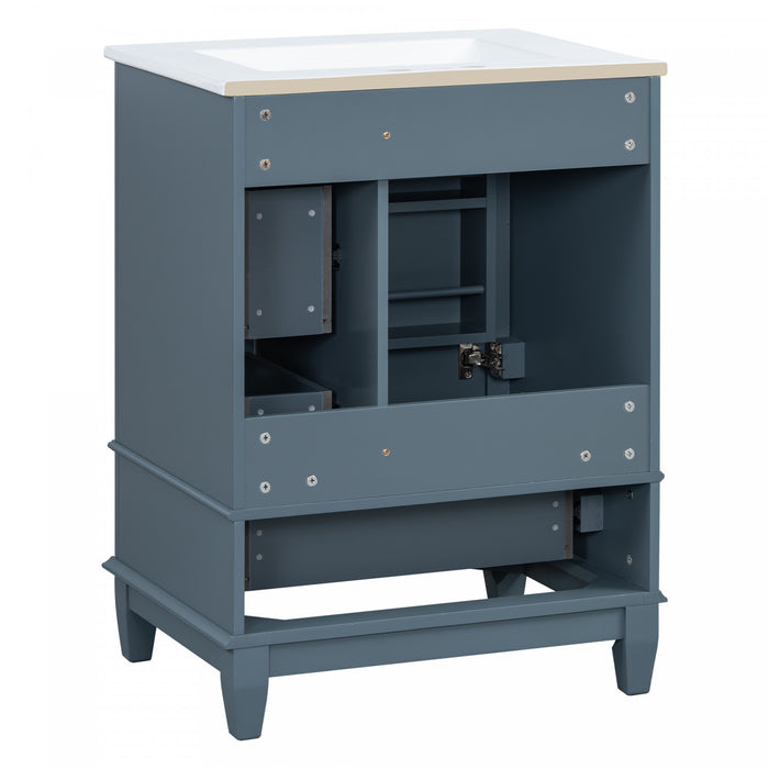 Sophia 24\" Bathroom Vanity with Ceramic Sink, Gray Blue