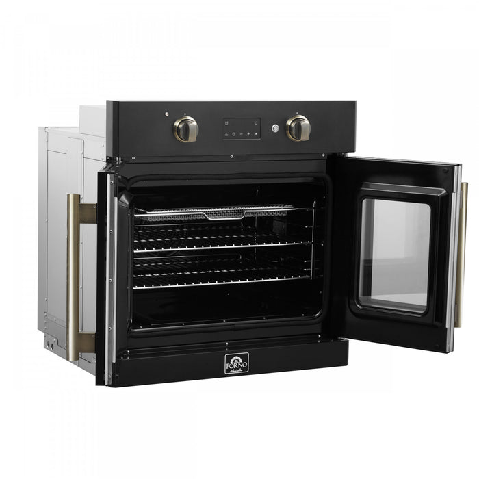 Forno Asti 30\" French Door Electric Wall Oven, Black, 3.68 cu. ft. - FBOEL1333-30BLK