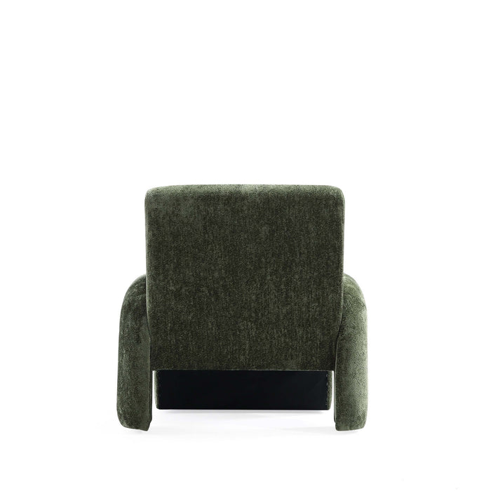 Verandah Mid-Century Modern Chenille Lounge Chair in Olive Green - Set of 2