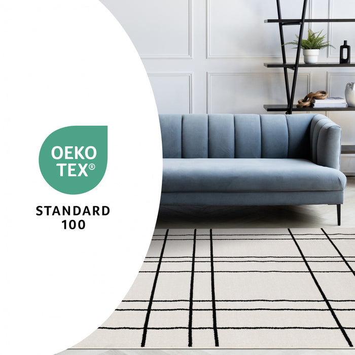 Covington Grey White Checkered Pattern Rug, 7'10\" x 10'6\" Indoor Area Rug