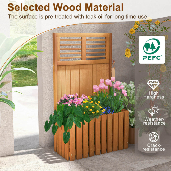 Costway Wooden Plant Stand Raised Garden Bed With Trellis & Planter Box Privacy Screen