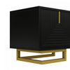 Aspect 63 Inch TV Stand with Textured Doors and Gold Legs, Black | Aspect Meuble TV 63 po avec Portes Texturees et Pieds Dores, Noir