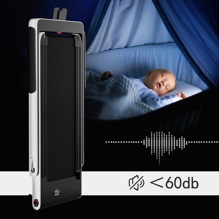 Superfit 2.25hp 2 In 1 Folding Treadmill W/ App Speaker Remote Control White