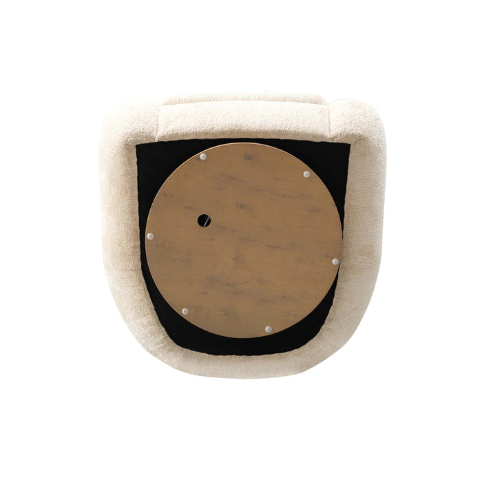 Tribeca Mid-Century Modern Chenille Lounge Chair in Cream - Set of 2