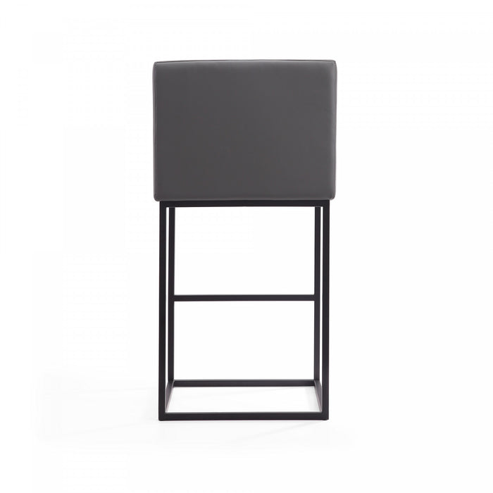 Ambassador Mid-Century Modern Metal Upholstered Barstool in Gray - Set of 2 Bar Stool