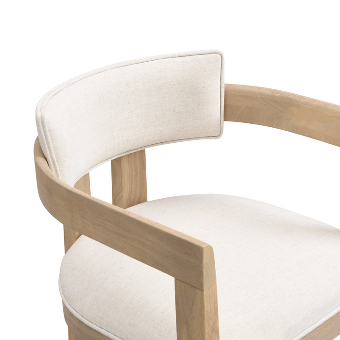 James Armrest Dining Chair Set Of 2 With Rubberwood Frame - Beige