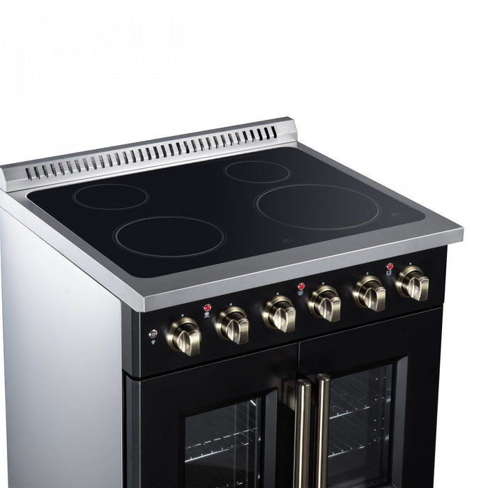 Galiano 30 Inch French Door Electric Range, 4 radiant burners, 4.32 cu.ft., Black - FFSEL6917-30BLK