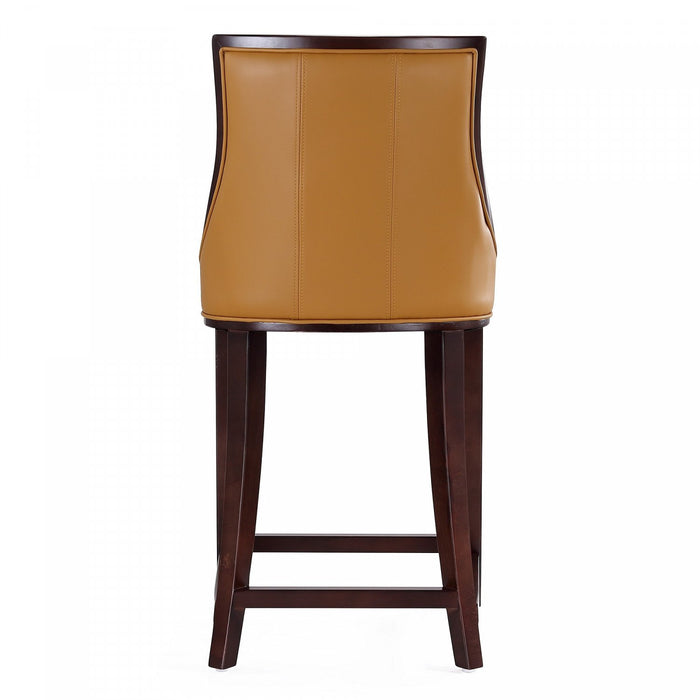 Fifth Avenue Traditional Wood Upholstered Counter Stool in Camel - Set of 2