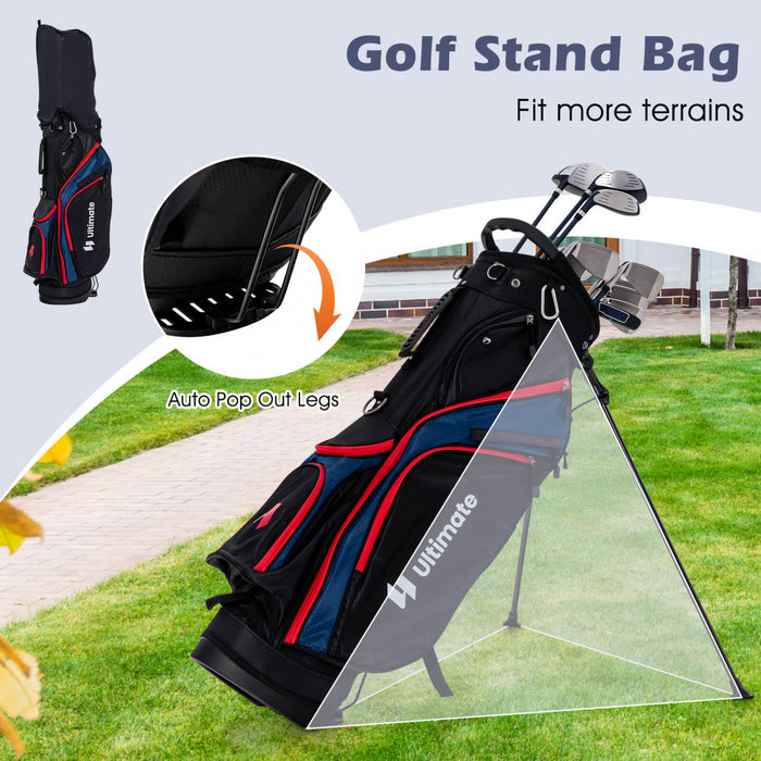 Ultimate Men's Complete Golf Club Set Golf Club Package Set Incl 460cc With Rain Hood Blue