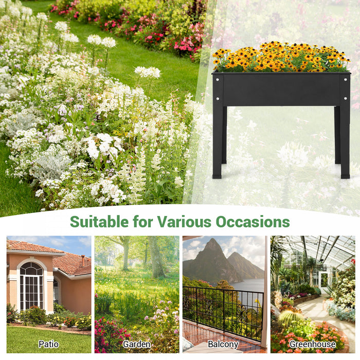 Costway 24\" Raised Garden Bed With Legs Metal Elevated Planter Box Drainage Hole Backyard