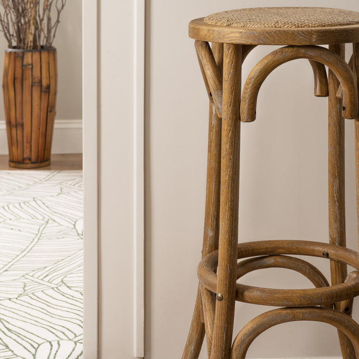 Rae Backless Rattan Barstool - Natural