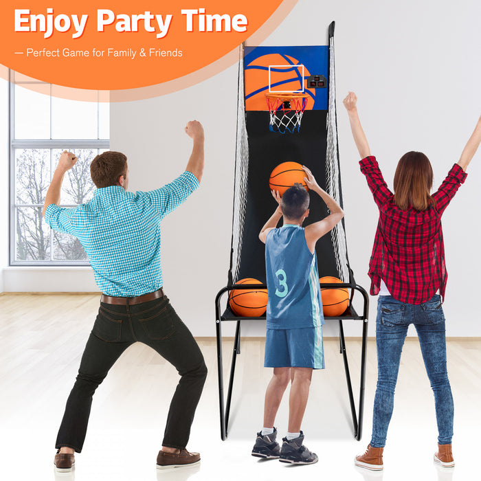 Costway Foldable Single Shot Basketball Arcade Game W/electronic Scorer 3 Basketballs