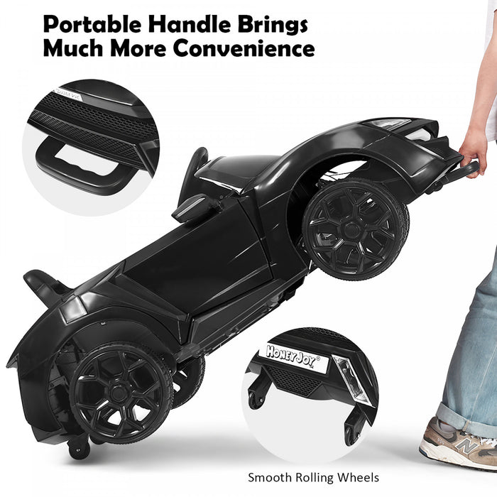 Costway 12v Kids Ride On Car 2.4g Rc Electric Vehicle W/ Lights Mp3 Openable Doors Black