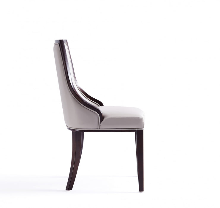 Grand Traditional Wood Upholstered Dining Chair in Light Gray - Set of 4