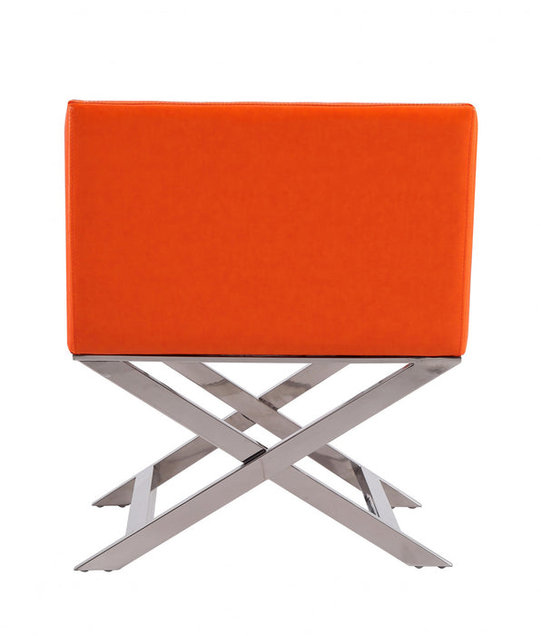 Hollywood Contemporary Vegan Leather Accent Armchair in Orange - Set of 2