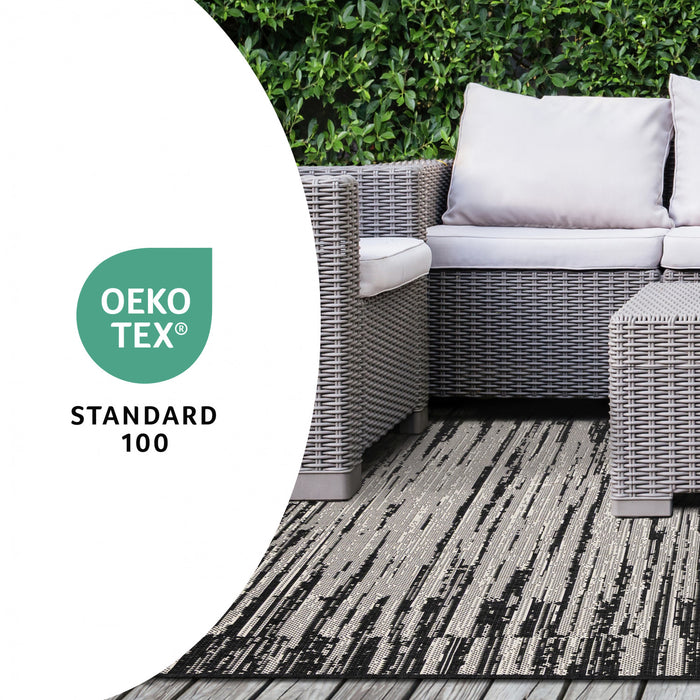 Jackson Black Grey Distressed Outdoor Rug, 5'3\" x 7'7\" Outdoor Area Rug