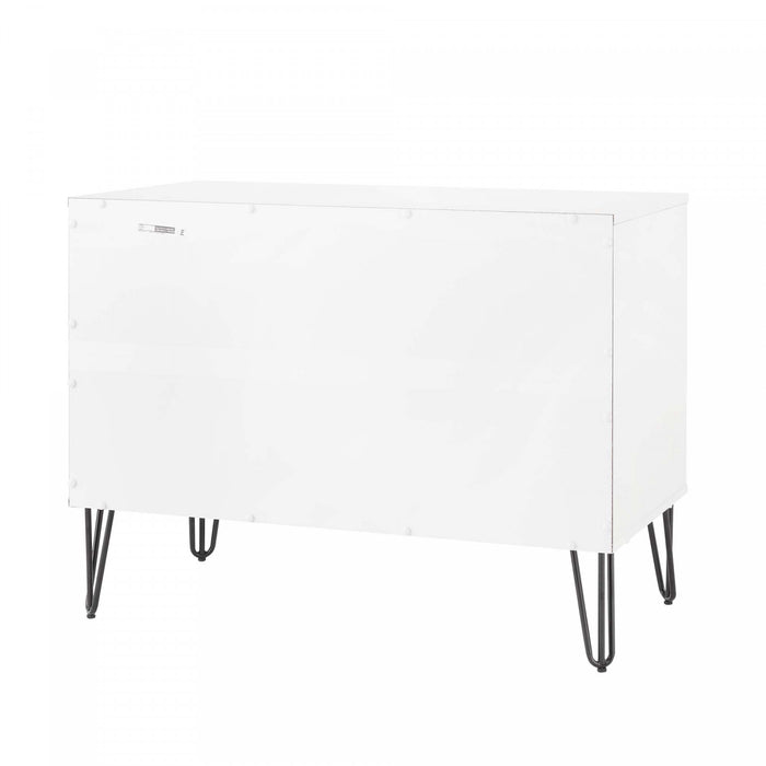 Dumbo Modern 35\" Fluted Dresser in Rustic Gray and White (3-Drawer)