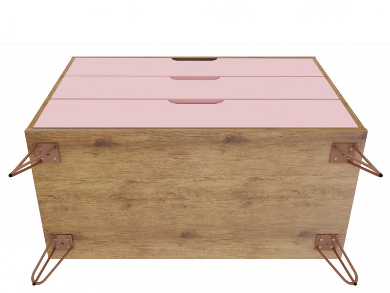 Rockefeller Mid-Century Modern 35\" Dresser in Pink (3-Drawer) - Set of 2