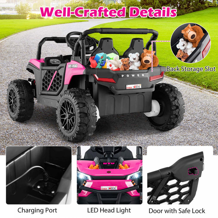 Costway 12v Kids Ride On Truck With Parental Remote 3 Speeds & Reverse Forward Function Pink