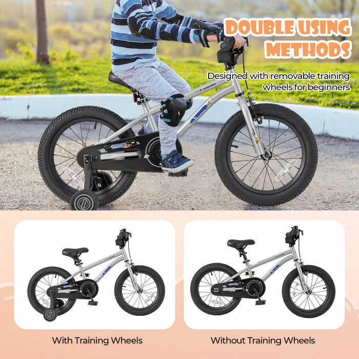 Costway 16-inch Kid's Bike For 4-7 Years Old With Adjustable Saddle & Anti-slip Handlebar Silver