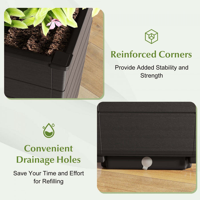 Costway 23\" Tall Planter Set Of 2 For Indoor/ Outdoor Use Large Self-watering Plant Pot Brown