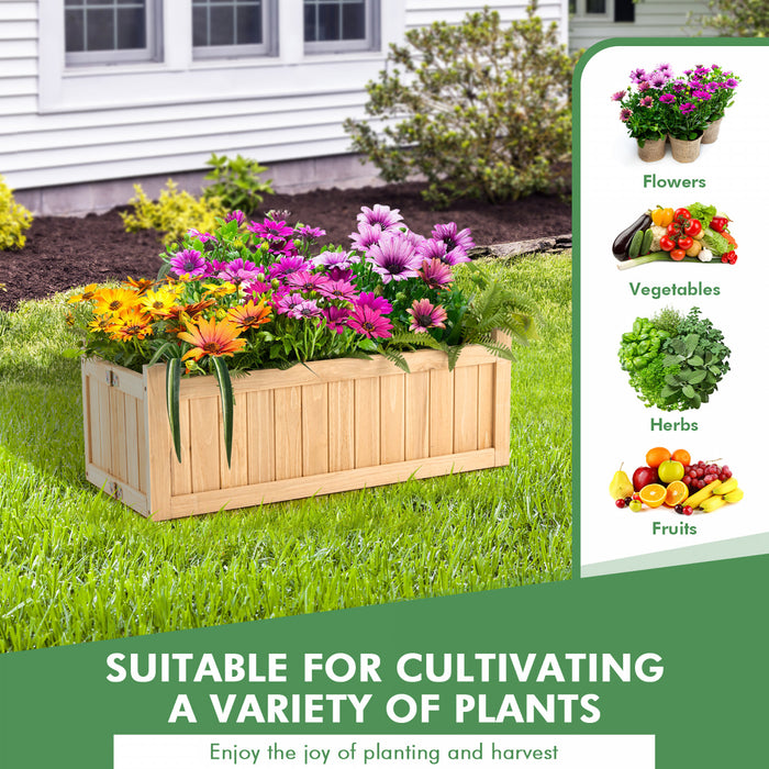 Costway Outdoor Wooden Planter Box Folding Raised Garden Plant Container W/drainage Hole