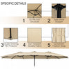 Costway 15 Ft Patio Double Sided Umbrella Outdoor Market Umbrella Beige