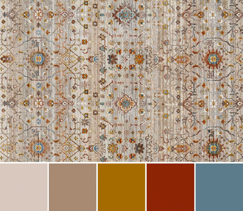 Zaina Traditional 5'0\" x 7'9\" Area Rug in Grey Indoor Area Rug