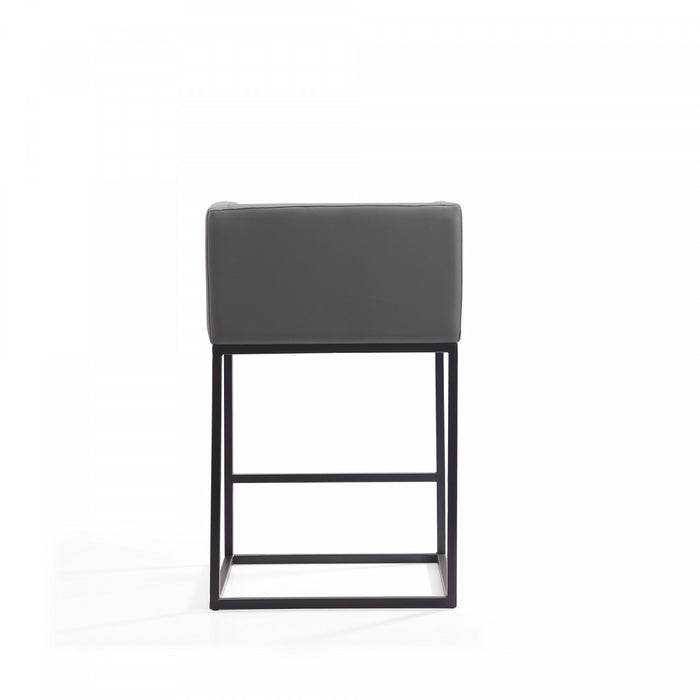 Embassy Mid-Century Modern Metal Upholstered Counter Stool in Gray - Set of 2