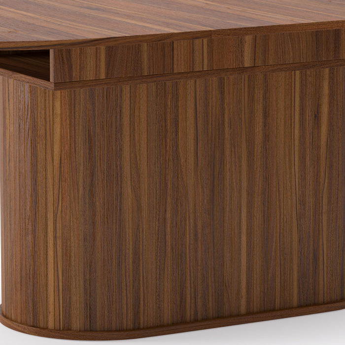Noah Extendable Oval Dining Table with Striped Legs,Brown
