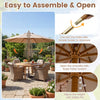 Costway 9 FT Patio Umbrella with Adjustable Height. Rope Pulley Lift. Vented Top for Beach Khaki Tan