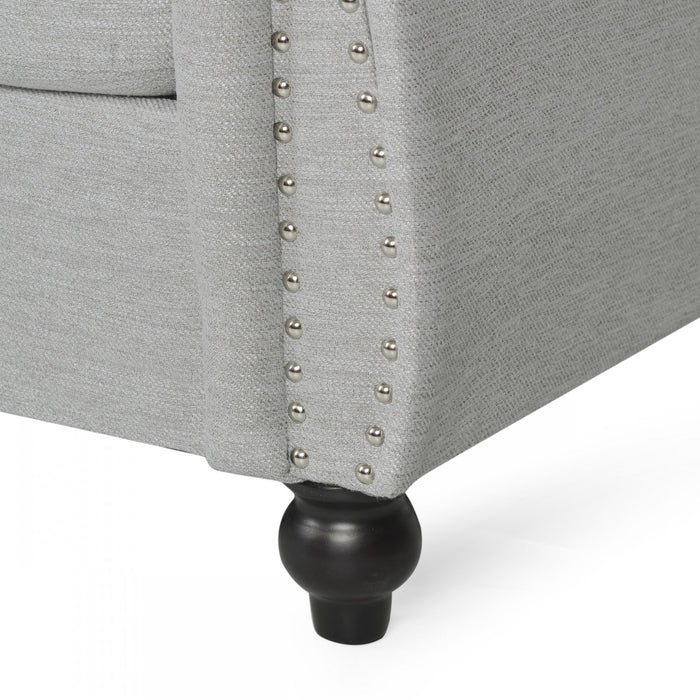 Colin Fabric 3 Seater Sofa With Tufted Back And Nailhead Trim - Grey