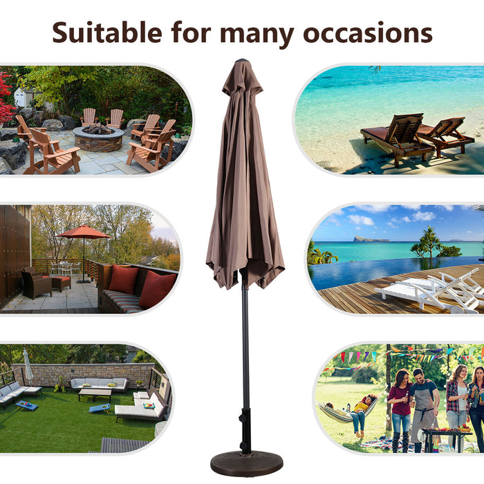 Costway 9ft Patio Umbrella Market Steel Tilt w/ Crank Outdoor Yard Garden Tan