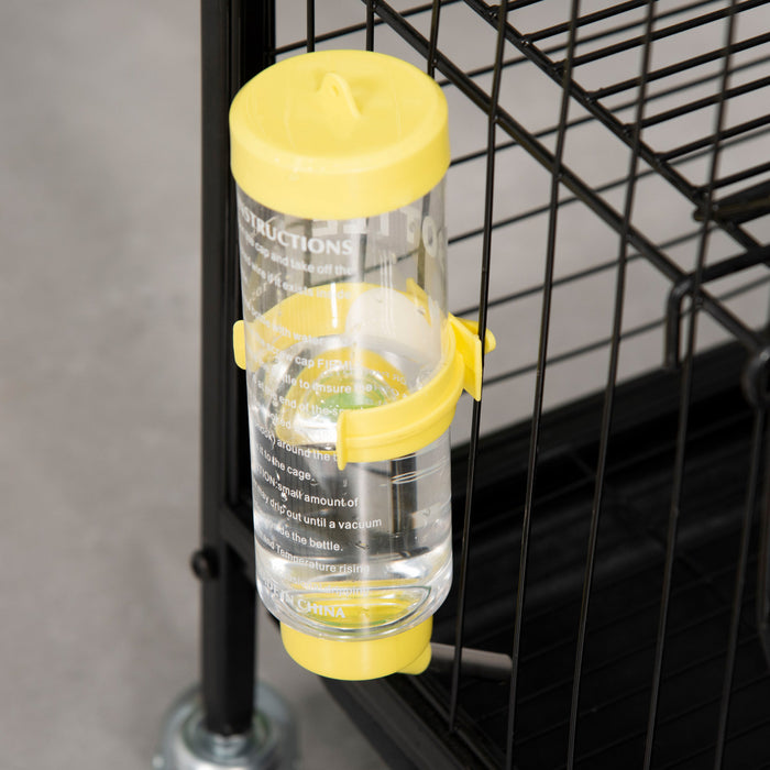 Pawhut 4-tier Metal Small Animal Cage With Wheels, Metal Bunny Playpen With 2 Doors, Platforms, Ramps, Sliding Tray, For Ferret, Chinchilla