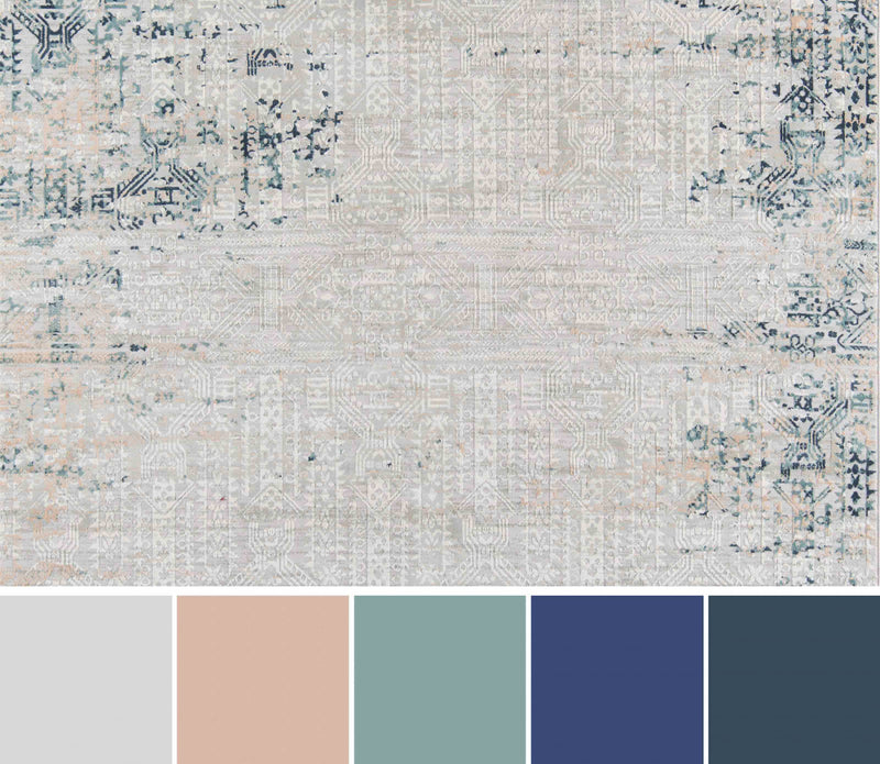 Amber Traditional 7'9\" x 9'10\" Area Rug in Grey Indoor Area Rug