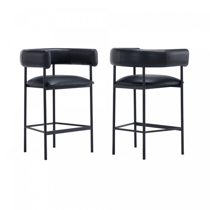 Onda Contemporary Vegan Leather Metal Counter Stool in Black