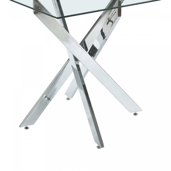 Olivia Square Glass Dining Table with Multi-Use Function,Chrome