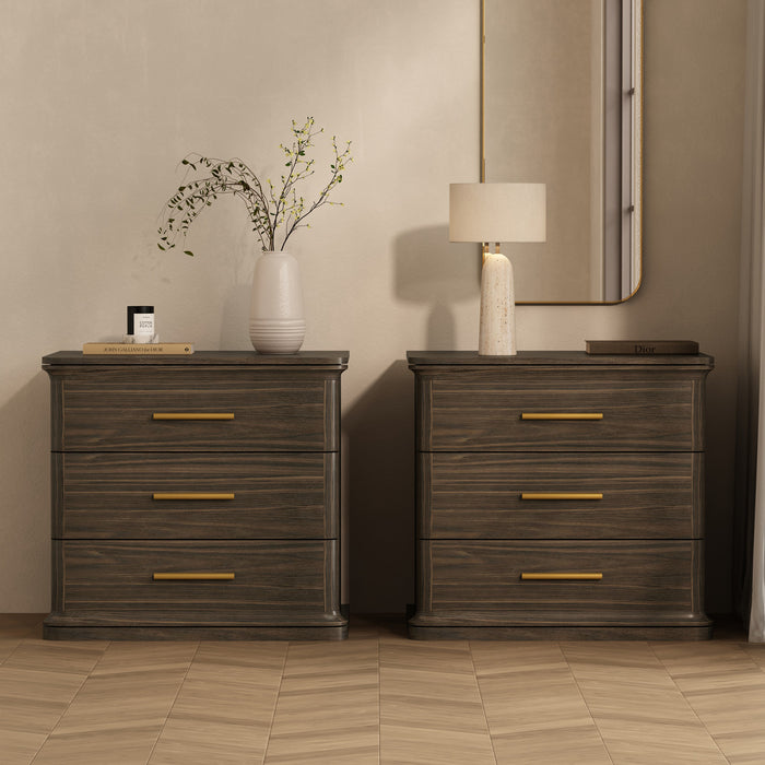 Clifford Traditional Nightstand in Walnut (3-Drawer)