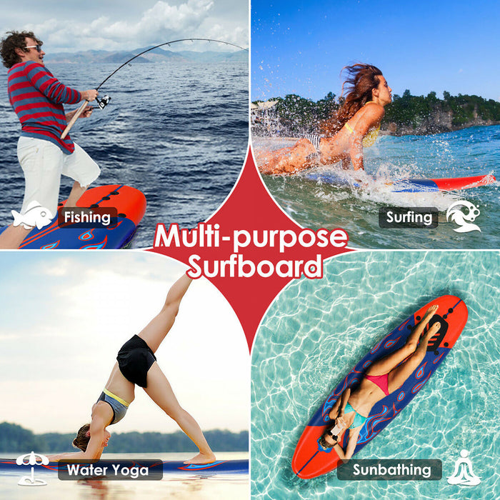 Costway 6' Surfboard Foamie Body Surfing Board W/3 Fins & Leash For Kids Adults