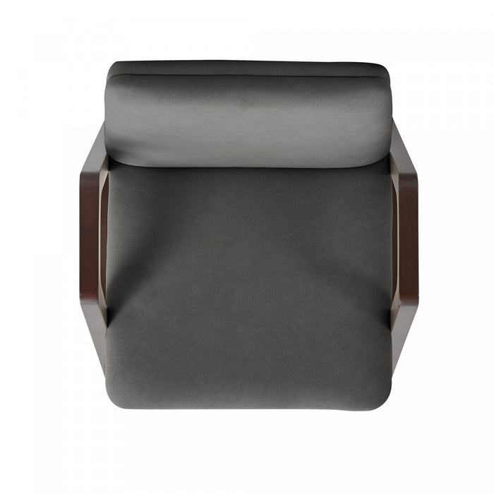 Stella Modern Velvet Wood Armchair in Graphite - Set of 4