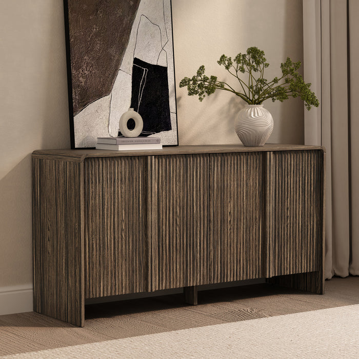 Novara Contemporary 60\" Sideboard in Jacobean Walnut (4-Door)