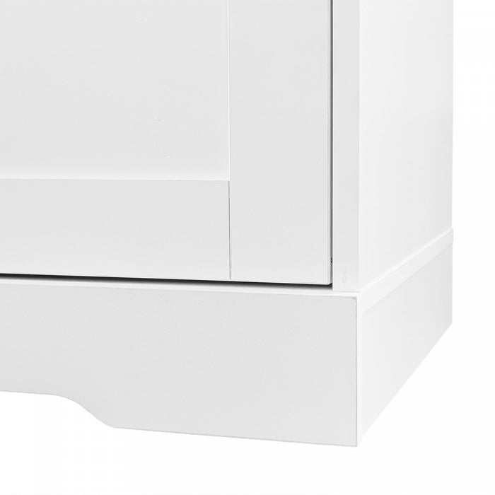Ethan Hall Tree Coat Rack with Shoe Cabinet Hooks and Storage,White