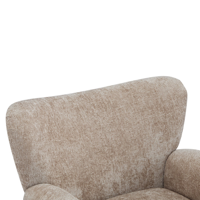 Wingate Cozy Wingback Armchair with Premium Fabric and Solid Wood Legs, Beige Brown