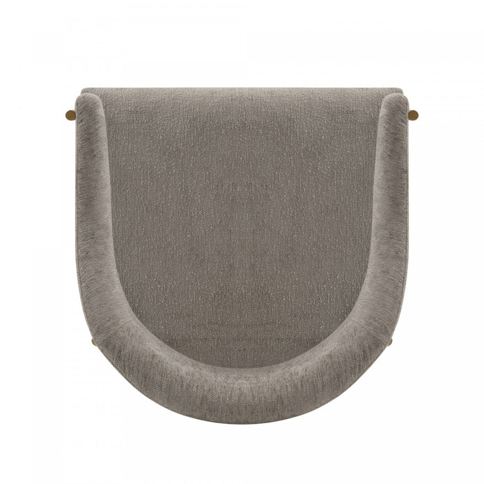 Lia Modern Metal Chenille Armchair in Stone - Set of 2 Dining Chair