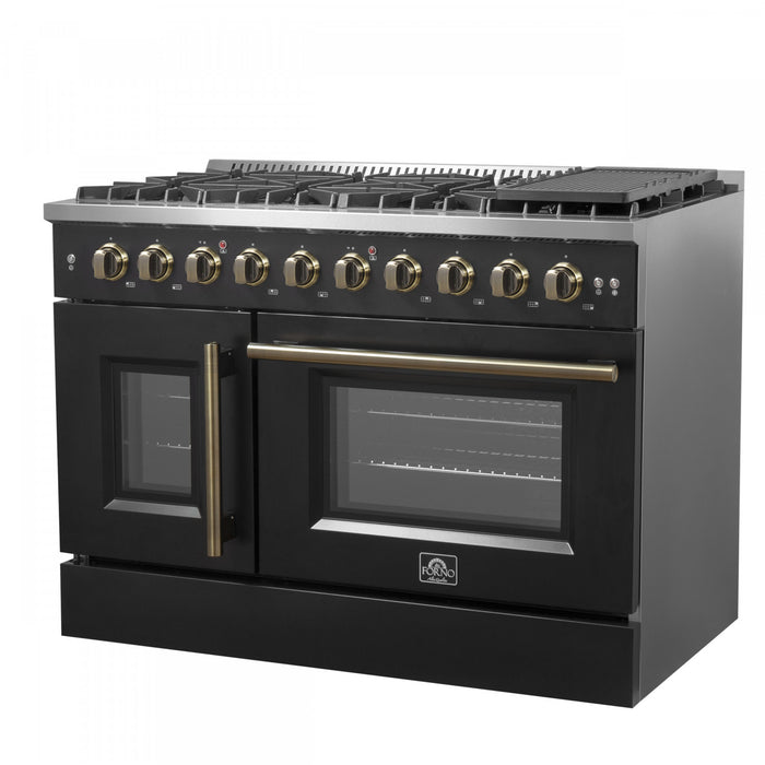 Forno Galiano 48\" Black Gas Range, 4.32 cu.ft- FFSGS6444-48BLK
