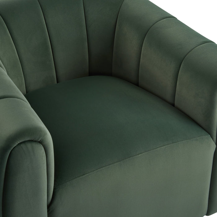 Vela Modern Velvet Swivel Club Chair with Tub Design, Black, Olive Green