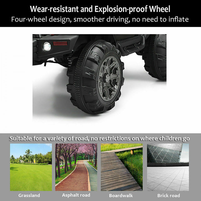 Costway 12v Kids Ride On Truck Car W/ Remote Control Mp3 Music Led Lights Black