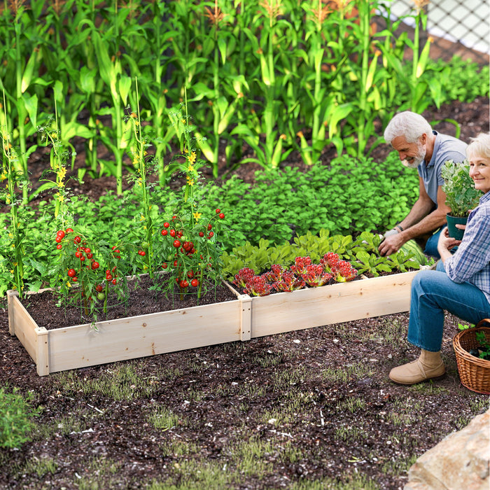 Costway Wooden Raised Garden Bed, Elevated Patio Planter With 7 Planting Compartments For Flower